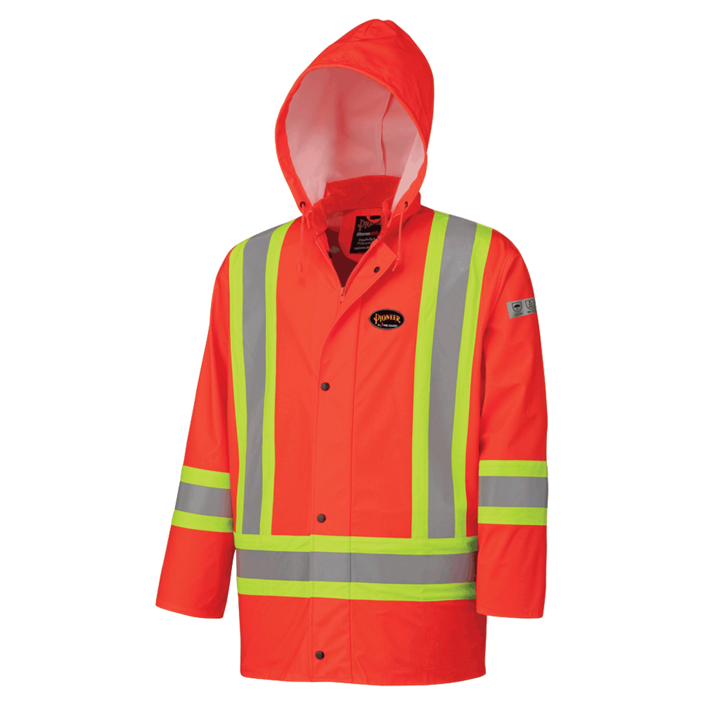 Pioneer Safety® FR Waterproof Hi-Viz Safety Jacket - PU Stretch - HV ORANGE